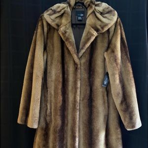 Brown Faux Fur Mink Coat size Medium